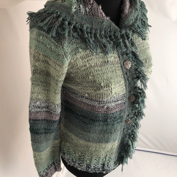 Kate Hill petite green ombré fringe sweater - Picture 2 of 7